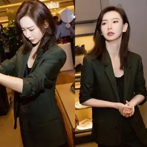 戚薇明星同款西装套装2021秋冬新款时尚气质修身两件休闲西服外套