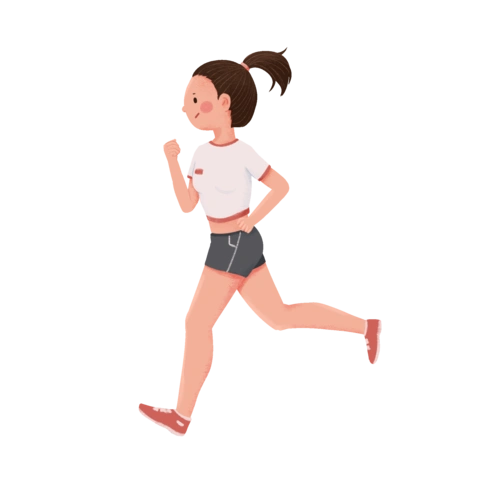 手绘卡通人物运动会女孩跑步设计元素