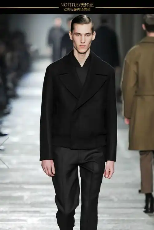 男士羊毛呢子西装大衣冬季新品欧美秀场短款青年大码毛呢夹克外套定制