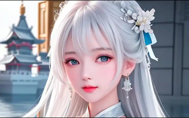 (ai绘画)银发古风美女四十四