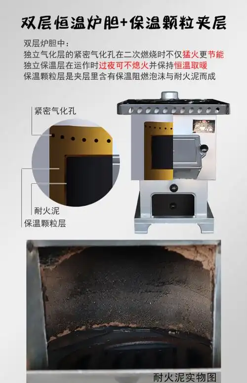 柴火灶 柴火炉农村室内无烟移动便携气化两用取暖炉烧木材节能炉具 2