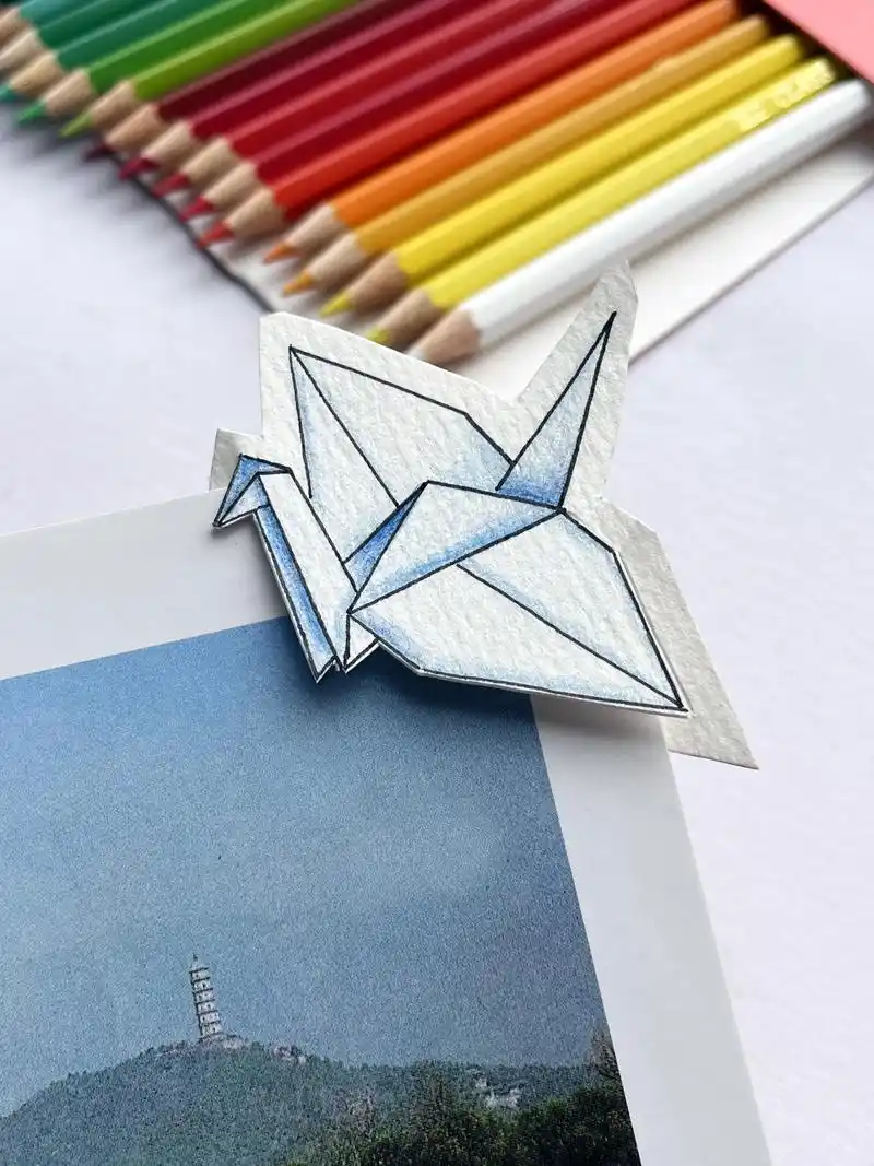 自制书签送你一只千纸鹤