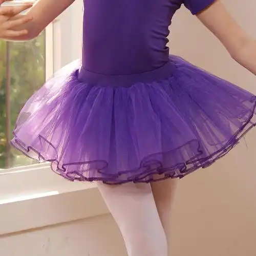 儿童舞蹈纱裙半身裙女童半裙蓬蓬裙白色短裙芭蕾舞裙宝宝跳舞裙子