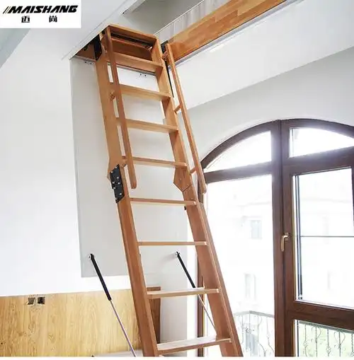 迈尚电动伸缩楼梯阁楼家用折叠楼梯遥控隐藏式升降梯木爬梯隐形收缩梯