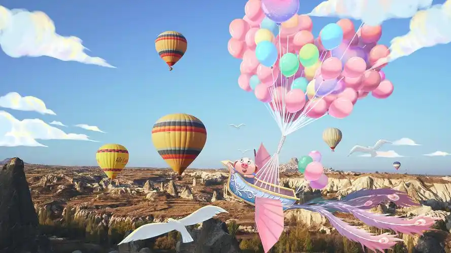 粉色浪漫热气球