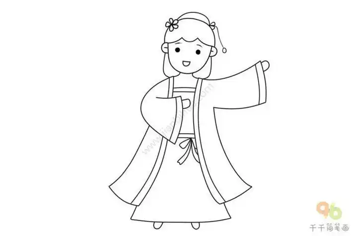 简笔画古代大小姐古代过年小女孩简笔画古代衣服儿童简笔画古代人物简