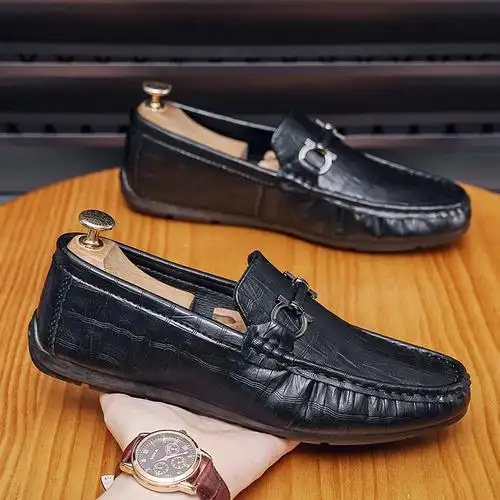 奥康豆豆鞋男2024年新款男鞋秋季潮流懒人套脚一脚蹬软底男士休闲皮鞋