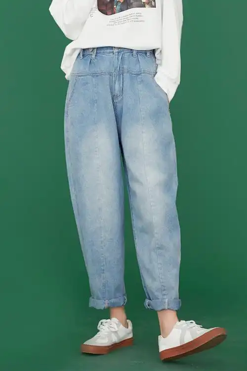 萝卜高腰牛仔裤