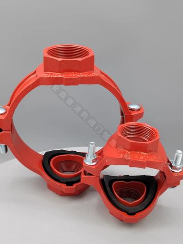 沟槽丝接分水机械四通镀锌管给水卡箍消防管抱箍丝口四通100变25