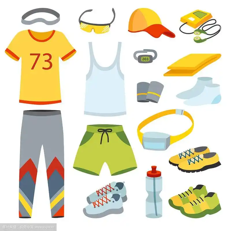 俯视图跑步衣服卡通平