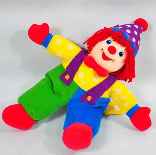 婴儿可爱软小丑娃娃毛绒音乐小丑玩具
