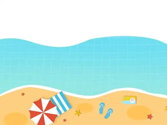 彩色手绘卡通海滩海边大海海浪夏天元素png素材