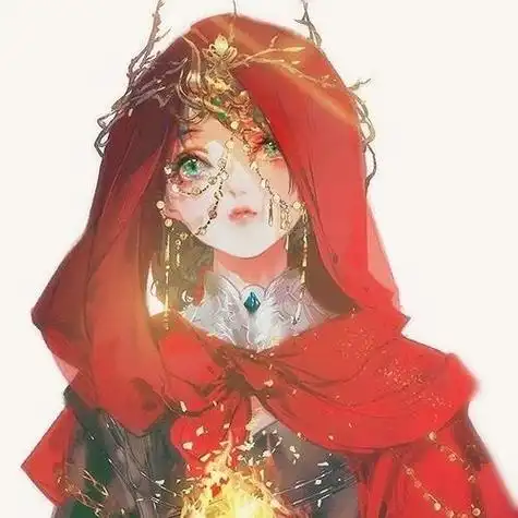 红色系动漫古风女头像