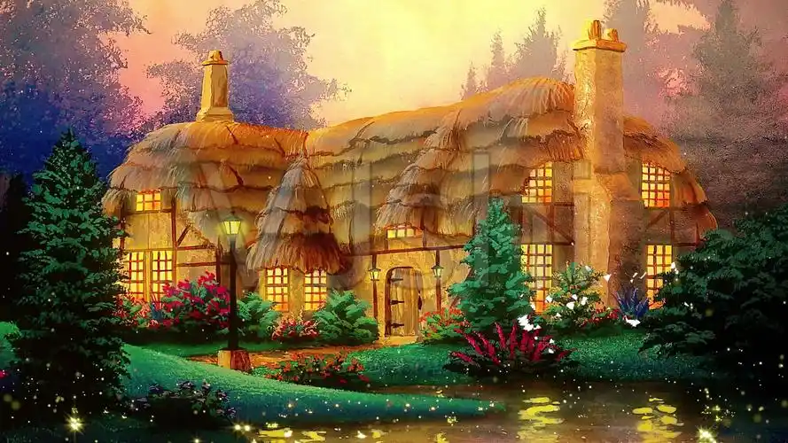 唯美梦幻童话世界童话森林木屋