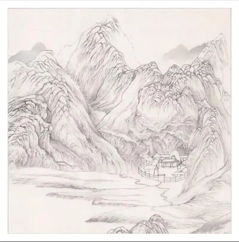 千里江山图局部白描练习.#一起学画画 #手绘 #感受国画的意 - 抖音