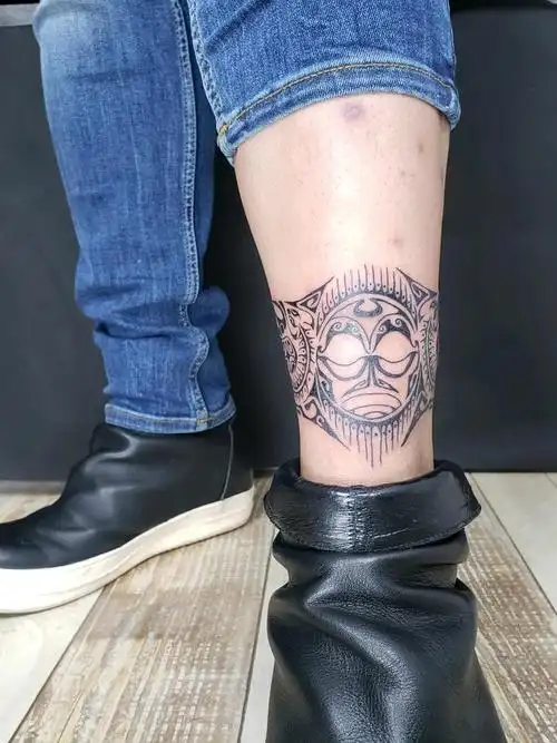 小腿图腾_纹身图案手稿图片_橘子的纹身作品集