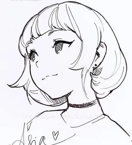 日漫风美少女线稿头像,没想到线稿也能这么美