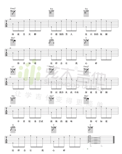 爱如潮水吉他谱_张信哲_图片谱完整版