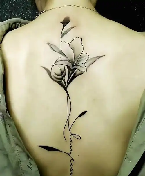 脊柱纹身纹身图片_背部新传统纹身图案