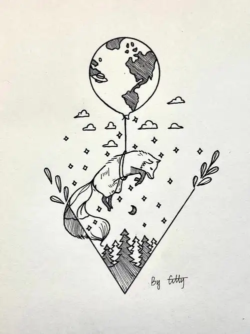 创意黑白简笔画0225内附详细教程