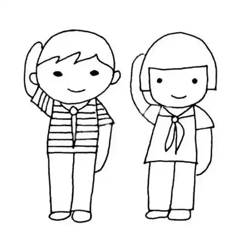 小学生敬礼简笔画 小学生敬礼简笔画背面