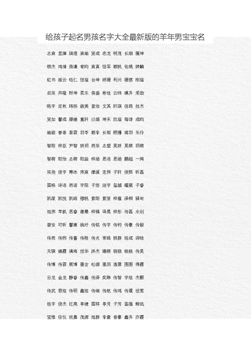 给孩子起名男孩名字大全最新版羊年男宝宝名.doc