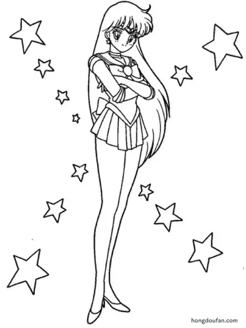 7张美少女战士可爱公主涂色图片免费下载