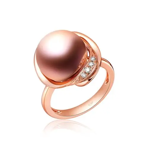 周大福 紫为你系列优雅华丽 18k金镶有核珍珠戒指 t65402 13号