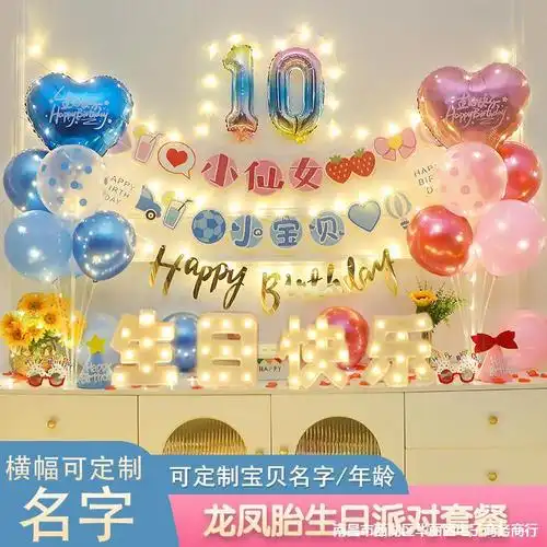 10岁男孩成人礼场景布置十岁女孩生日派对背景墙装饰品道具-阿里巴巴