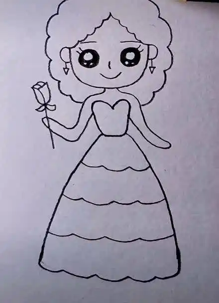 手拿鲜花的卷发女孩.