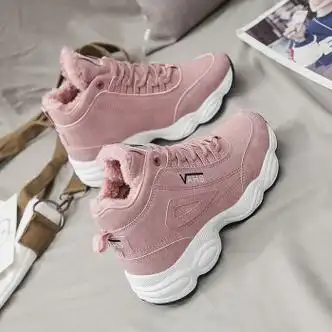 初中女生保暖鞋高中生季棉鞋青少女大中学生厚底加绒高帮运动鞋女式