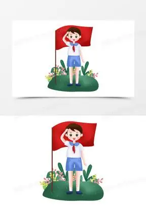 手绘卡通男少先队员敬礼