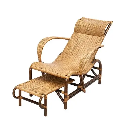 办公室午休老式躺椅老人手工编织家用真藤舒适折叠椅