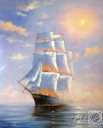 帆船油画 大芬村油画 办公室油画 一帆风顺003