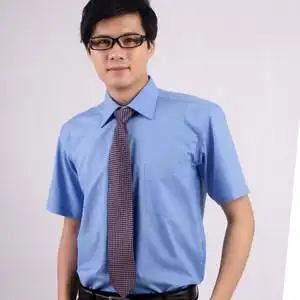 深蓝色男短袖宽松商务职业装工装衬衫定制加肥加大工作服正装衬衣