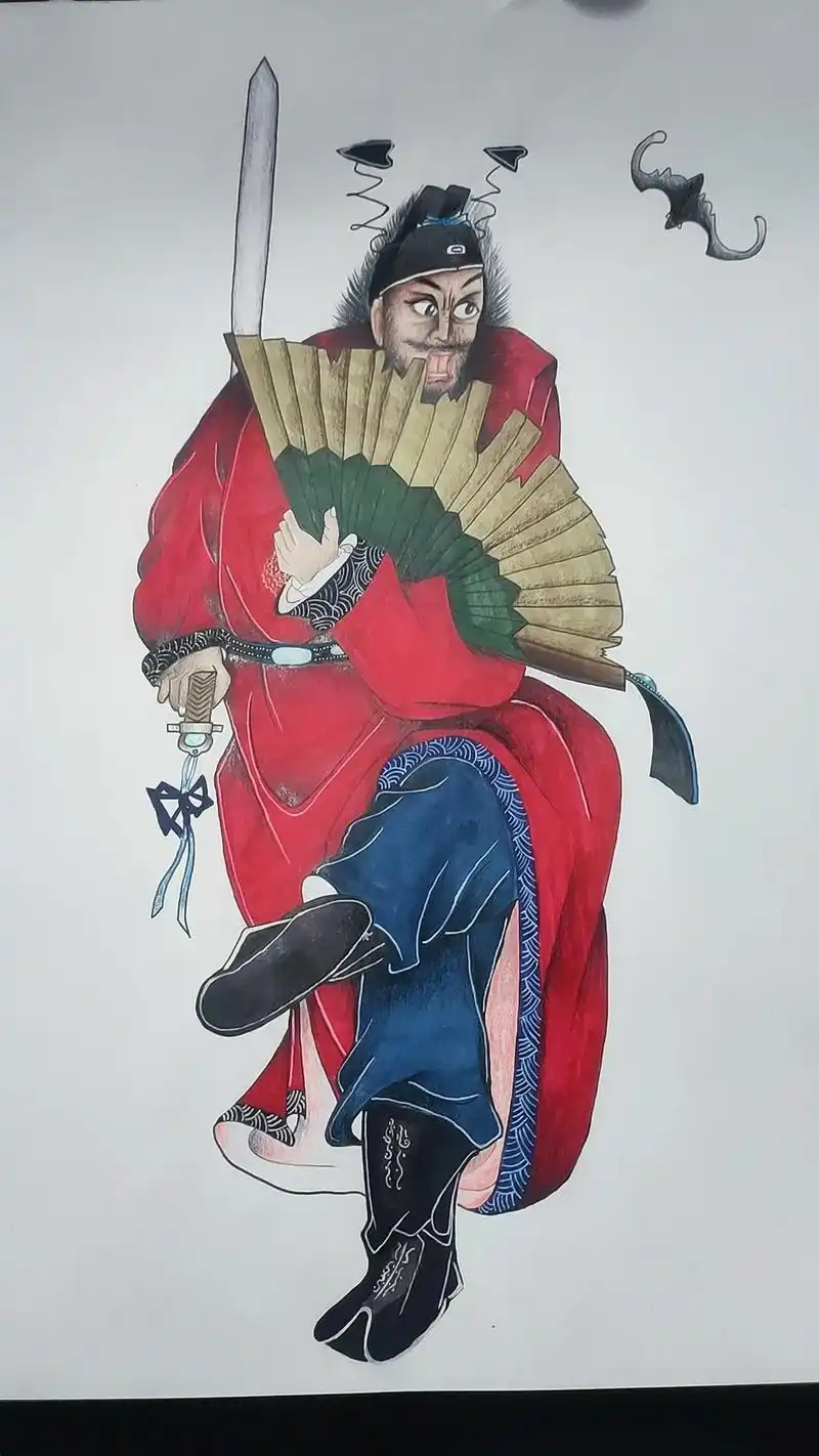 暑假里画的最得意的两张作品 钟馗闹五鬼 关公耍大刀 - 抖音