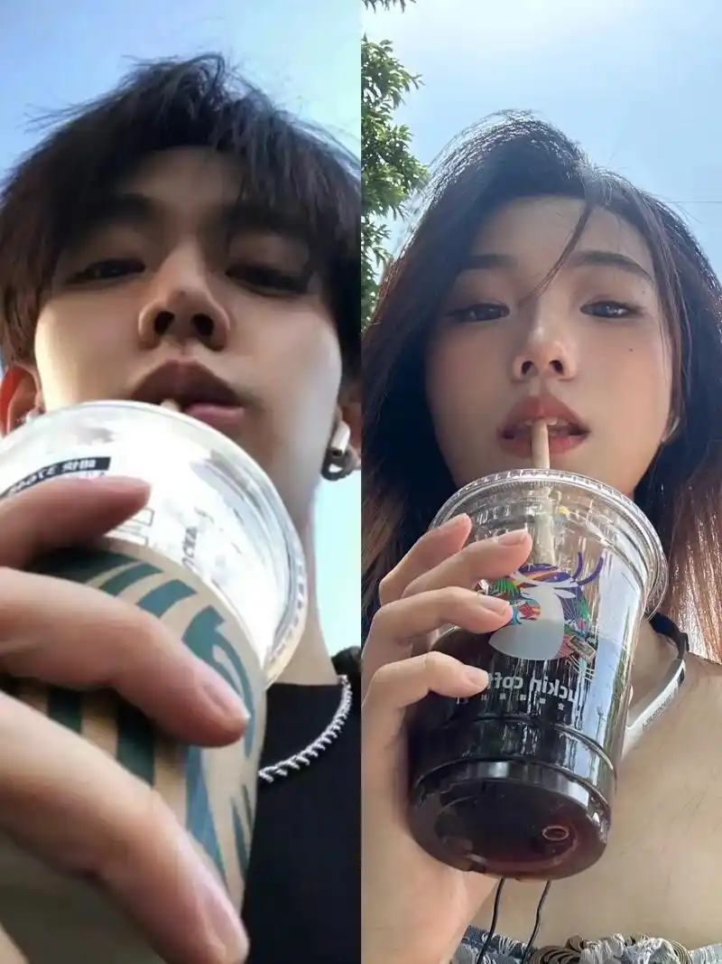 get潮男喝饮料拍照姿势#邓为 - 抖音