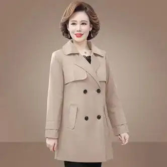 浮夏4050岁妈妈小个子中年妇女中长款风衣春秋季大码薄款外套大衣
