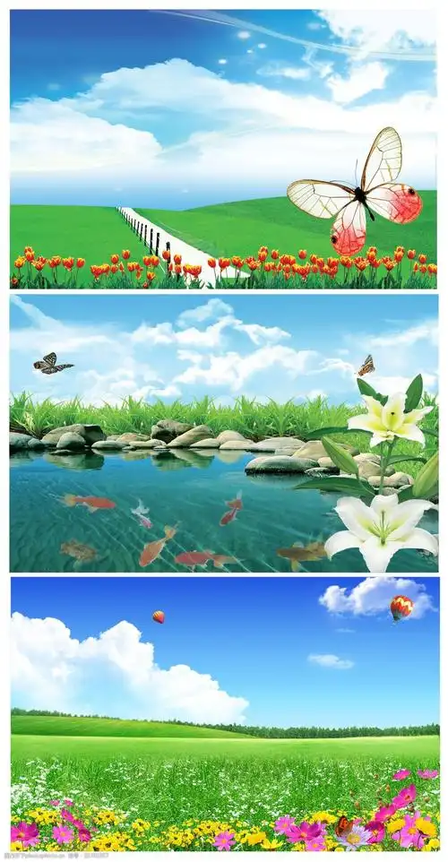 蓝天白云广告背景展板