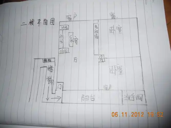 附了一张我手绘平面图