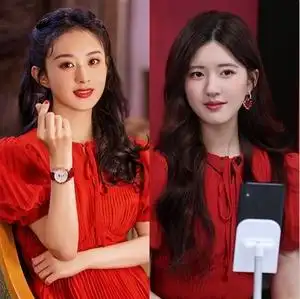 赵丽颖赵露思明星同款雪纺修身收腰泡泡短袖红色连衣裙,连衣裙,天琪