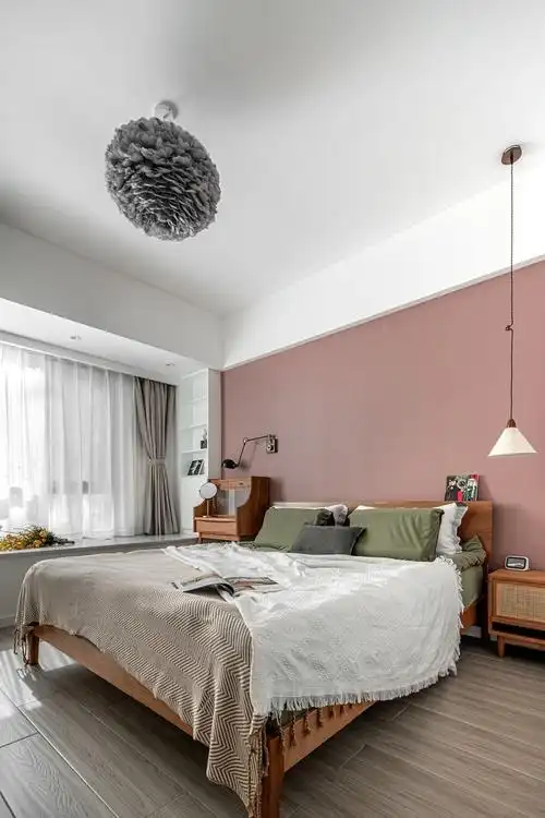 118平米北欧风格三室卧室装修效果图,背景墙创意设计图