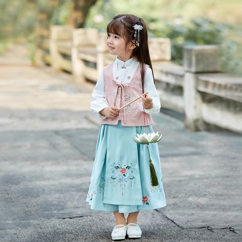 券大全—汉服女童春秋小女孩中国风套装裙超仙唐装复古童装古装儿童女