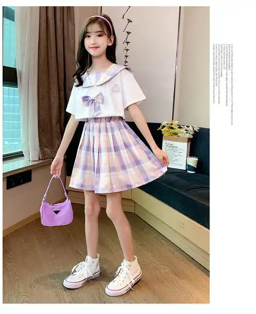 6女童jk制服裙7格子12短袖学院风套装8小学生校服14岁女孩夏装9