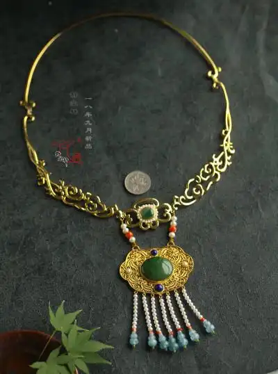 【璎珞】花丝镶嵌多宝璎珞圈 - 『静尘轩』云纹卷草项圈全重115.