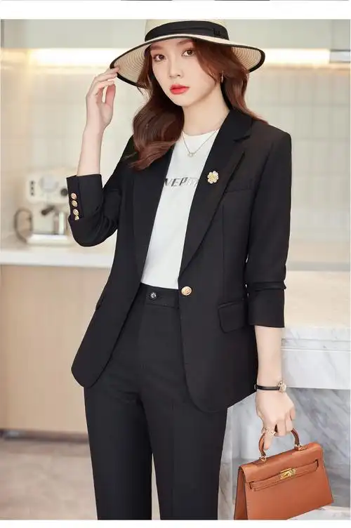 2023秋冬新款女装职业装休套小西服修身百搭上班白领套装 - 17网