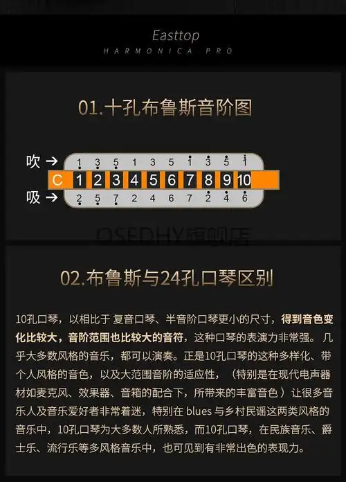 东方鼎t008k东方鼎t008kpaddy十孔布鲁斯口琴10孔c调蓝调演奏乐器蓝色
