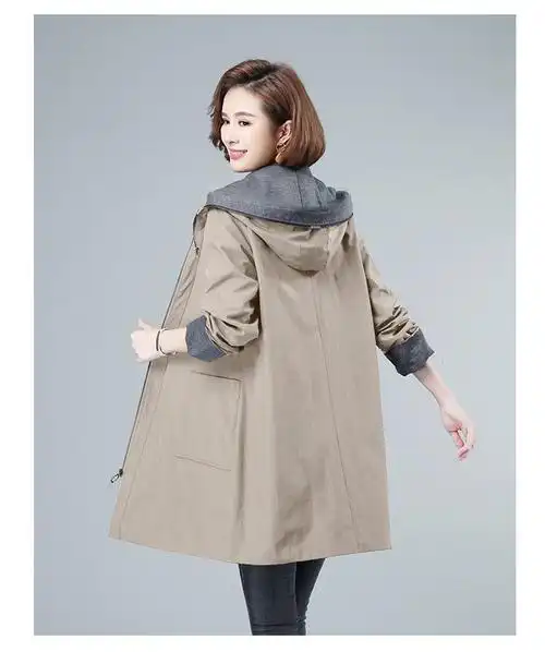 【300斤大码女装-尺寸足】风衣女新款中长款大码高档女装胖mm外套