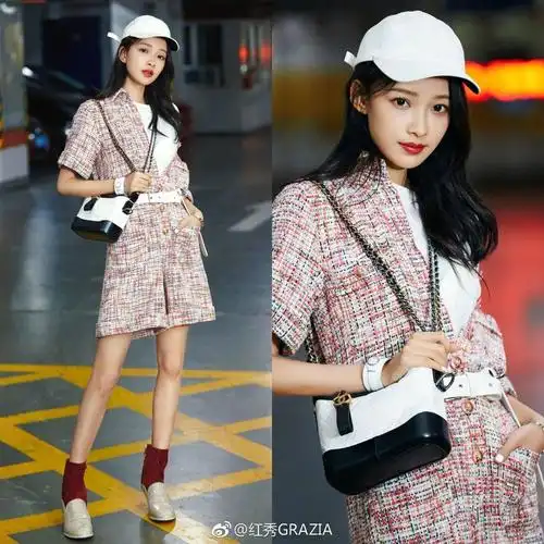 北狐明星杨幂白百何同款包流浪包真皮小香菱格链条包水桶包羊皮女包单