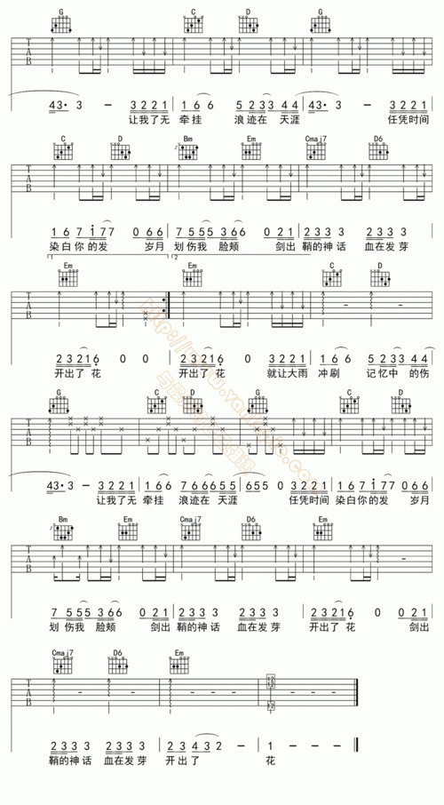 剑伤 吉他谱 -vanlepie-玩乐派